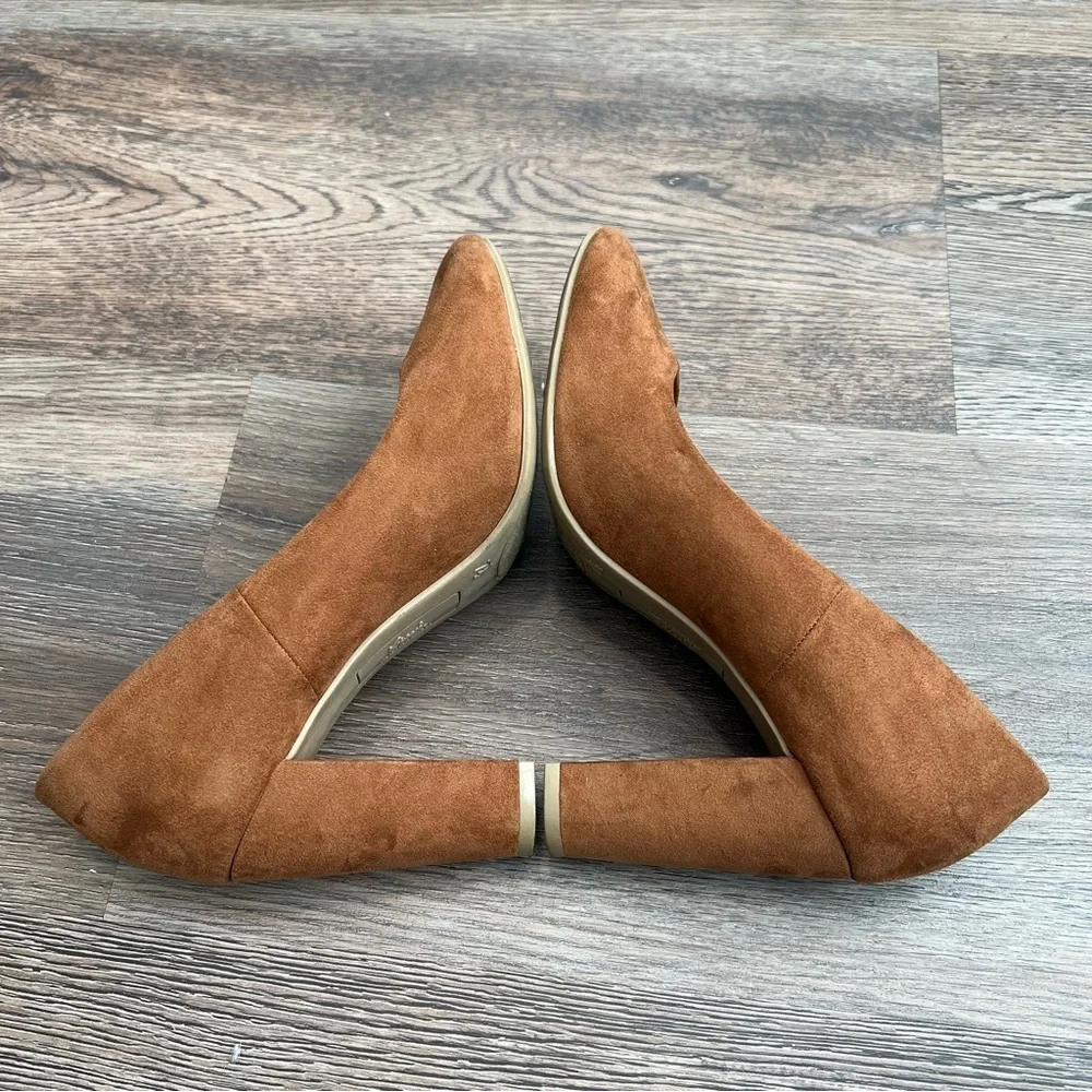 Fioni faux suede block heel pumps cognac brown size 7.5 office workwear - Picture 3 of 6